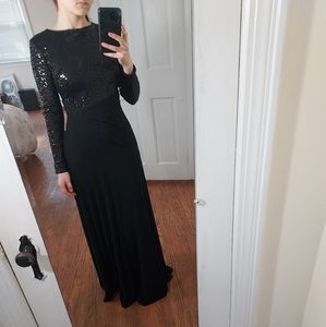 Ralph Lauren Dresses | Ralph Lauren Black Modest Sequin Slimming Long Sleeve Gown | Color: Black | Size: 2 | Redbedhead11's Closet